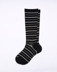 綿混着圧_ブラック/ホワイトストライプ_平置き