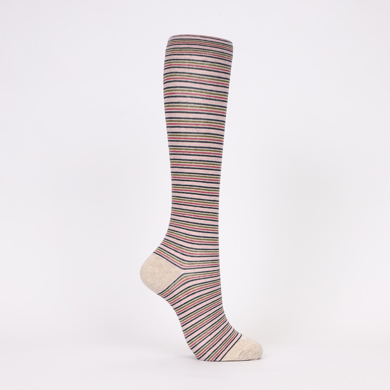 綿混着圧ハイソックス [変形ボーダー]