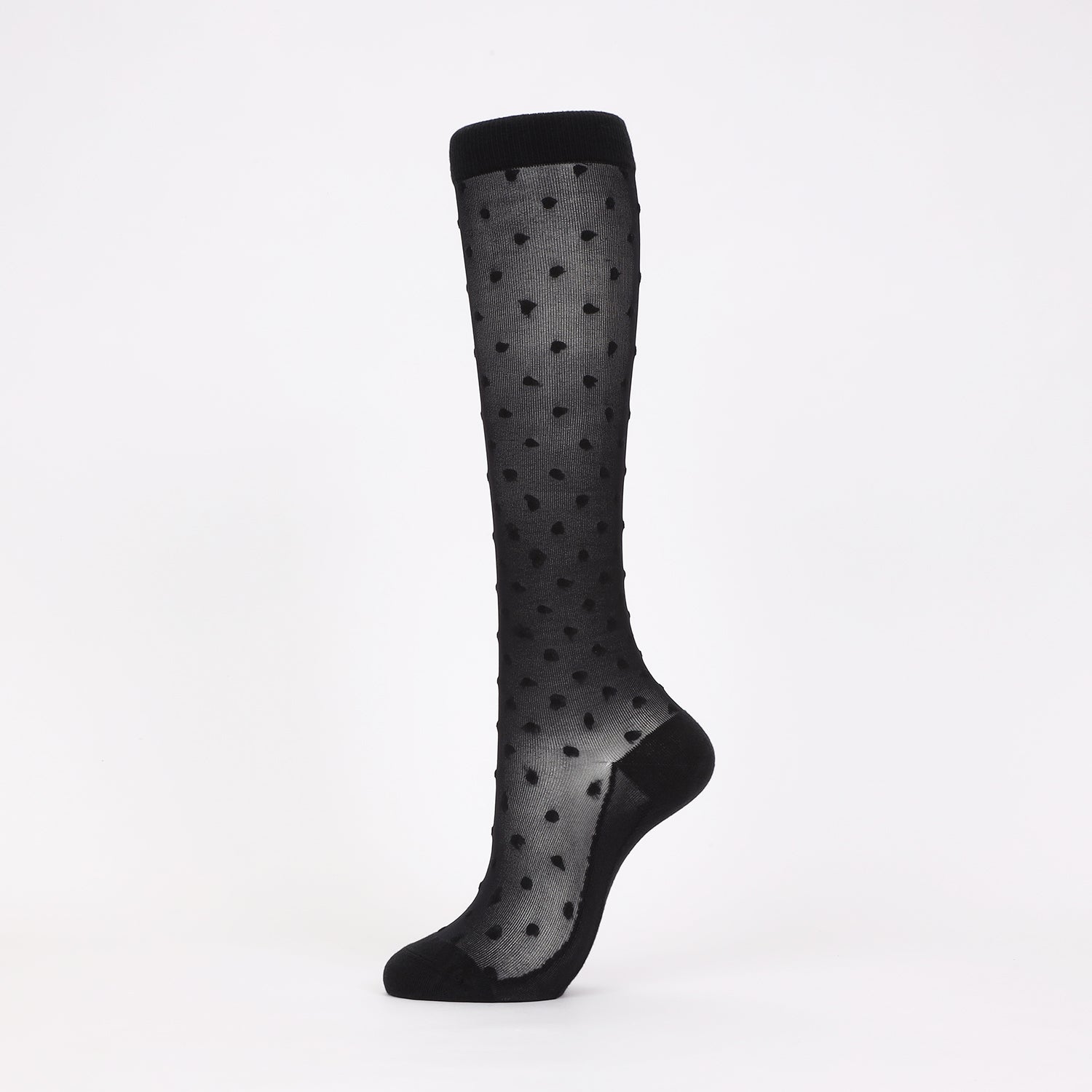 足底綿UVシースルー着圧ハイソックス