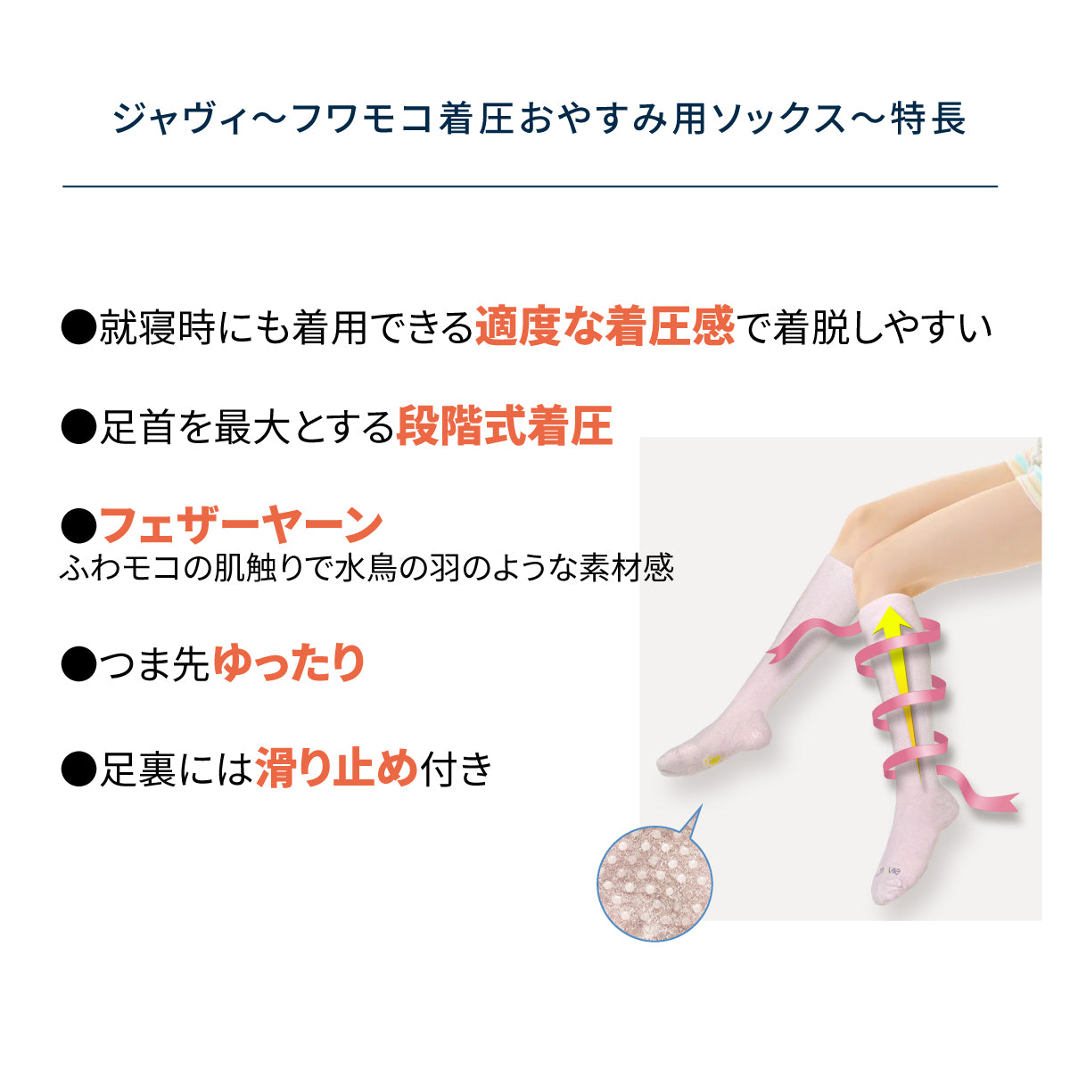 【初売り福袋】フェザーヤーンふわもこおやすみ着圧ソックス3足セット